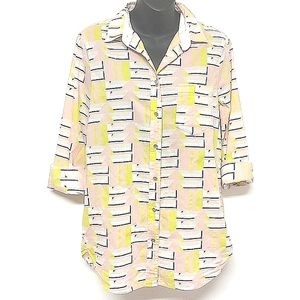 3 for $25- J.Crew Pink & Yellow Abstract Cotton Shirt, Size Small